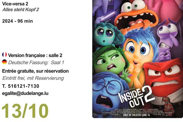 Dudelange: Semaine de la santé mentale ¦ Projection du film Inside Out 2